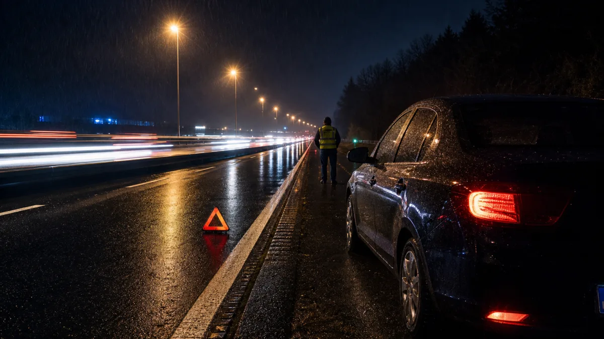 Otoyolda gece lastik patlaması